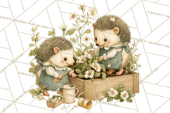 Vintage Garden Animals Clipart, Ducklings Bunnies Lambs Product Image 4