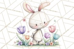 Floral Easter Bunnies Clipart, Cute and Elegant Bunny Easter Product Image 3
