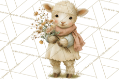 Vintage Spring Lamb Clipart, Whimsical Lamb Gardening Product Image 3