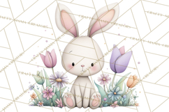 Floral Easter Bunnies Clipart, Cute and Elegant Bunny Easter Product Image 4