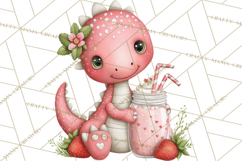 Valentine Dinosaur Clipart Cute T-Rex Sublimation PNG Love Product Image 4