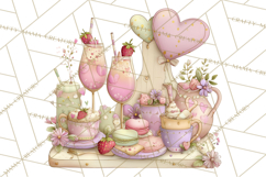 Valentine Picnic Party Clipart, Pink Heart Picnic PNG Product Image 5