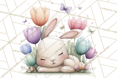 Floral Easter Bunnies Clipart, Cute and Elegant Bunny Easter Product Image 2