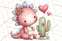 Valentine Dinosaur Clipart Cute T-Rex Sublimation PNG Love Product Image 2
