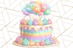 Cartoon Birthday Cake Clipart, Cute Realistic Cake PNG Product Image 2