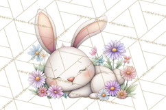 Floral Easter Bunnies Clipart, Cute and Elegant Bunny Easter Product Image 3