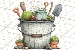 Spring Garden Clipart, Garden Tools Clip Art PNG, Watercolor Product Image 3