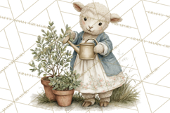 Vintage Spring Lamb Clipart, Whimsical Lamb Gardening Product Image 4