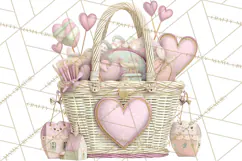 Valentine Picnic Party Clipart, Pink Heart Picnic PNG Product Image 4