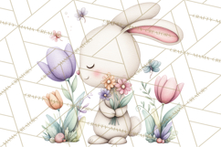 Floral Easter Bunnies Clipart, Cute and Elegant Bunny Easter Product Image 4