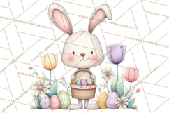 Floral Easter Bunnies Clipart, Cute and Elegant Bunny Easter Product Image 5