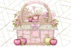 Valentine Picnic Party Clipart, Pink Heart Picnic PNG Product Image 2