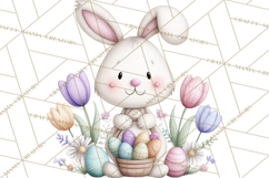 Floral Easter Bunnies Clipart, Cute and Elegant Bunny Easter Product Image 2