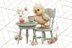 Springtime Baby Animal Clipart PNG, Cute Tea Party Bunnies Product Image 3