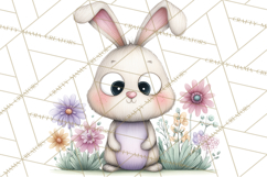 Floral Easter Bunnies Clipart, Cute and Elegant Bunny Easter Product Image 3