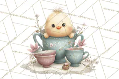 Springtime Baby Animal Clipart PNG, Cute Tea Party Bunnies Product Image 4