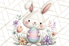 Floral Easter Bunnies Clipart, Cute and Elegant Bunny Easter Product Image 4