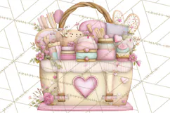 Valentine Picnic Party Clipart, Pink Heart Picnic PNG Product Image 4