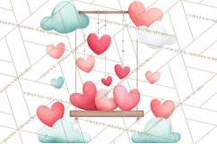 Bee Valentine Clipart PNG, Cute Kawaii Bee With Hearts Product Image 5