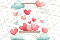 Bee Valentine Clipart PNG, Cute Kawaii Bee With Hearts Product Image 5