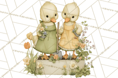 Vintage Garden Animals Clipart, Ducklings Bunnies Lambs Product Image 5