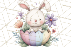 Floral Easter Bunnies Clipart, Cute and Elegant Bunny Easter Product Image 5
