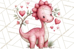 Valentine Dinosaur Clipart Cute T-Rex Sublimation PNG Love Product Image 5