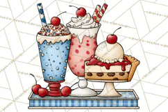 4th of July Retro Diner Clipart, Patriotic Americana Diner Product Image 5