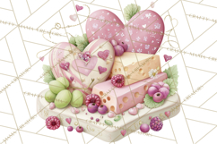 Valentine Picnic Party Clipart, Pink Heart Picnic PNG Product Image 2
