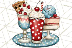4th of July Retro Diner Clipart, Patriotic Americana Diner Product Image 2