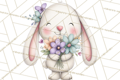 Floral Easter Bunnies Clipart, Cute and Elegant Bunny Easter Product Image 2