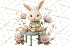 Springtime Baby Animal Clipart PNG, Cute Tea Party Bunnies Product Image 3