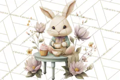 Springtime Baby Animal Clipart PNG, Cute Tea Party Bunnies Product Image 3