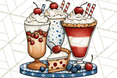 4th of July Retro Diner Clipart, Patriotic Americana Diner Product Image 3