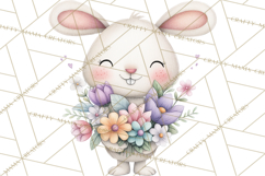 Floral Easter Bunnies Clipart, Cute and Elegant Bunny Easter Product Image 3