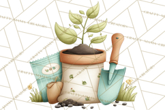 Spring Garden Tools Clipart, Cute Gardening Tools PNG Product Image 3