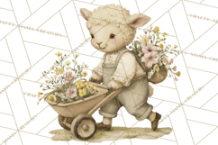 Vintage Spring Lamb Clipart, Whimsical Lamb Gardening Product Image 4