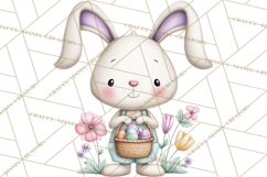 Floral Easter Bunnies Clipart, Cute and Elegant Bunny Easter Product Image 4