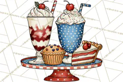 4th of July Retro Diner Clipart, Patriotic Americana Diner Product Image 4