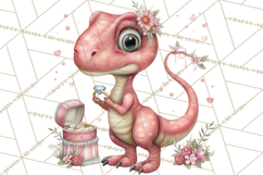 Valentine Dinosaur Clipart Cute T-Rex Sublimation PNG Love Product Image 2