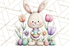 Floral Easter Bunnies Clipart, Cute and Elegant Bunny Easter Product Image 2