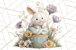 Springtime Baby Animal Clipart PNG, Cute Tea Party Bunnies Product Image 2
