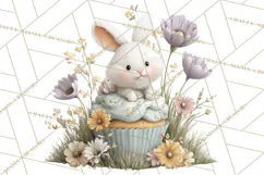 Springtime Baby Animal Clipart PNG, Cute Tea Party Bunnies Product Image 2