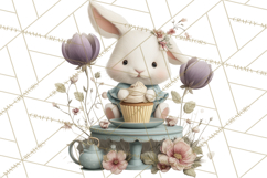 Springtime Baby Animal Clipart PNG, Cute Tea Party Bunnies Product Image 3
