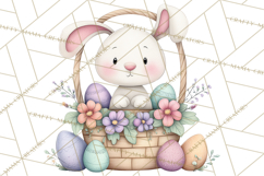 Floral Easter Bunnies Clipart, Cute and Elegant Bunny Easter Product Image 3