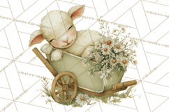 Vintage Spring Lamb Clipart, Whimsical Lamb Gardening Product Image 3