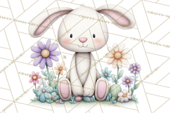 Floral Easter Bunnies Clipart, Cute and Elegant Bunny Easter Product Image 4