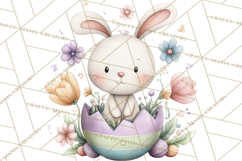 Floral Easter Bunnies Clipart, Cute and Elegant Bunny Easter Product Image 5