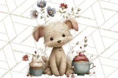 Springtime Baby Animal Clipart PNG, Cute Tea Party Bunnies Product Image 5