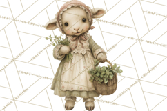 Vintage Spring Lamb Clipart, Whimsical Lamb Gardening Product Image 2